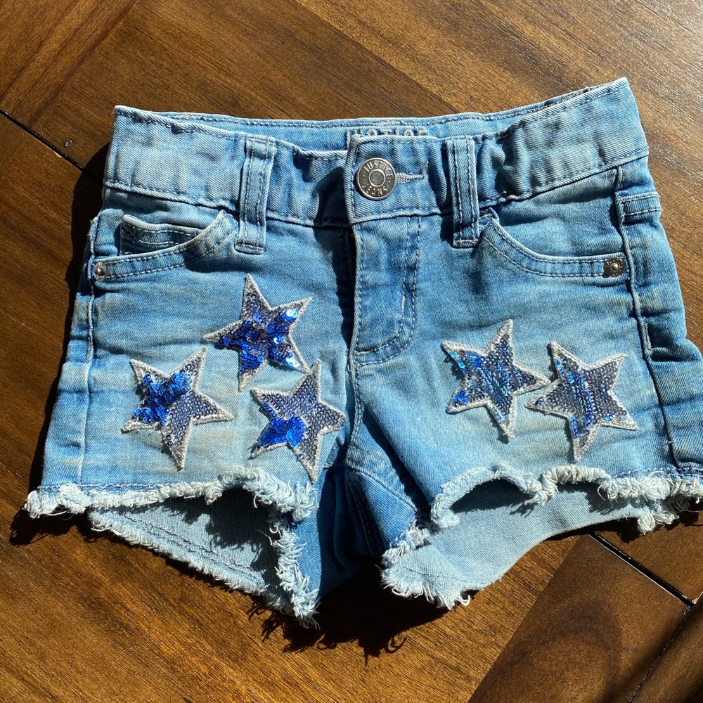 Justice - Girls denim short with sequin stars